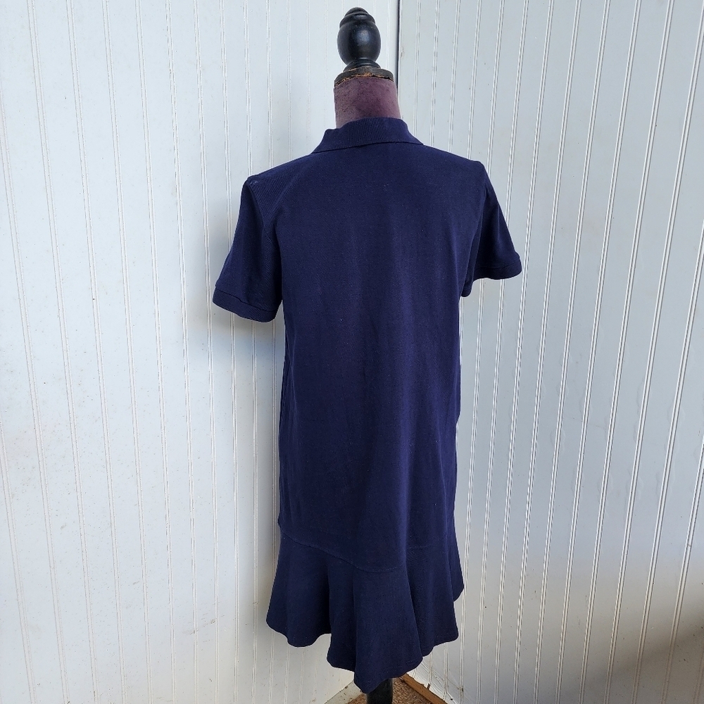 Cynthia Rowley Polo Shirt Dress Navy Blue Pockets Preppy Golf Tennis Cotton Sz M - Picture 6 of 9